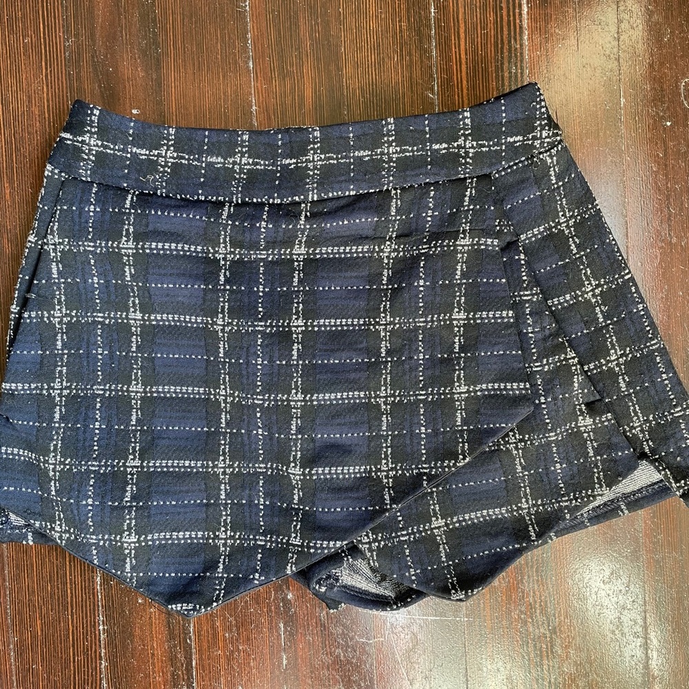 Aqua Womens Plaid Envelope Hem Skort